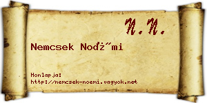 Nemcsek Noémi névjegykártya